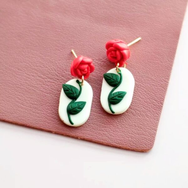 Daisy rose clay earrings