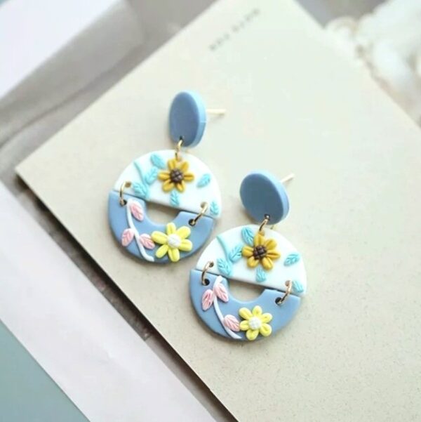 Dainty floral clay earrings