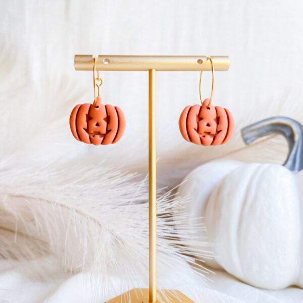 Jack O lantern thick gold hoops