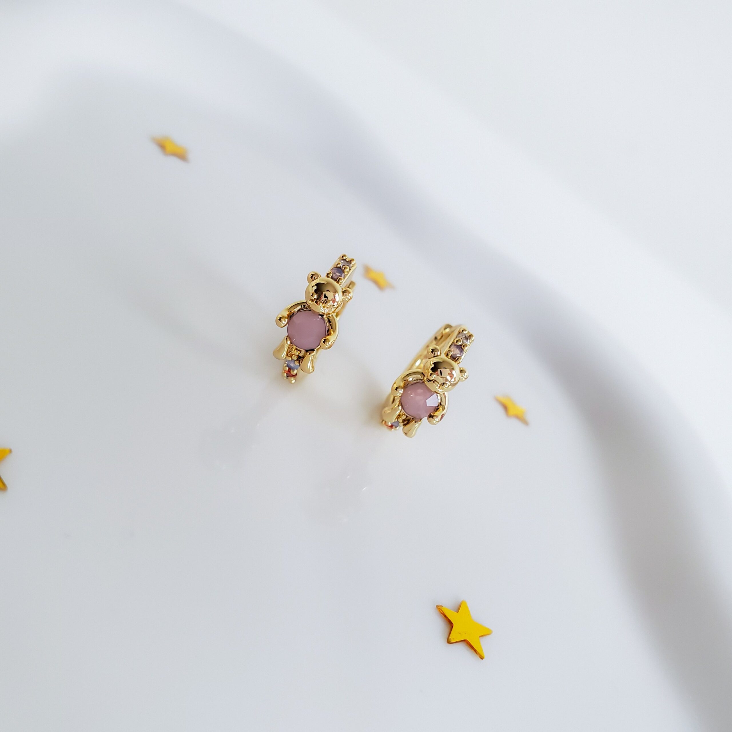 Teddy Bear Small Gold Hoops